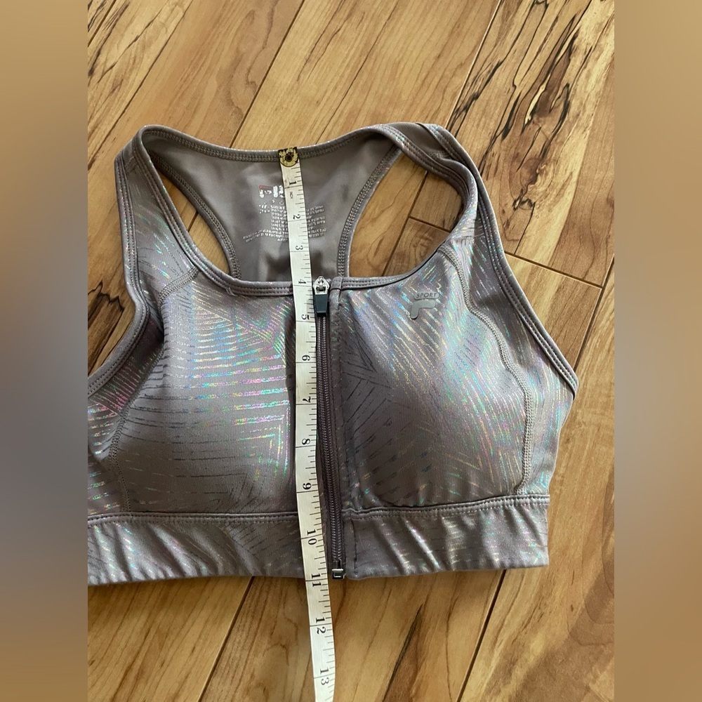 Fila rainbow stripe Sports Bra front zip size XS holographic - Picture 4 of 10